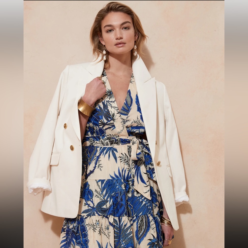 Banana Republic Petite Stampa Mini Dress XXS Blue Floral NWT